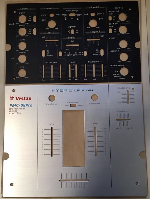 Vestax PMC 08 Pro Hybrid Digital Scratch Mixer W/Innofader, Spare Faceplate  & Original Box