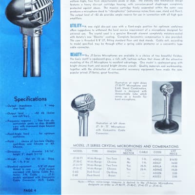 Vintage 1960's Astatic JT-30 crystal microphone harp Hi Z w accessories prop display repair Shure image 2