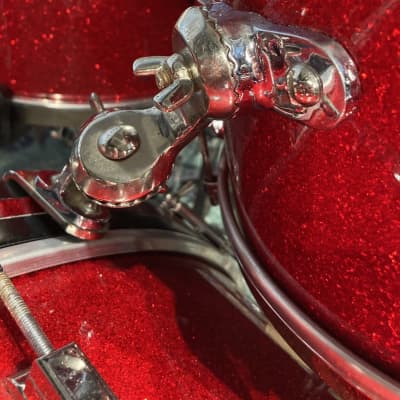 Frankie Banali's Quiet Riot - Leedy & Ludwig Restored 6-Piece Set, 24", 20", 16", 13", 12", 14x5" Matching Snare! Immaculate 1950-1955 - Sparkling Red Pearl image 16