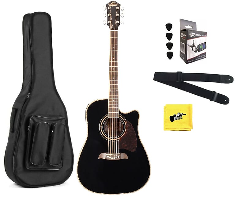 Oscar Schmidt OG2CEB Black Dreadnought Acoustic Electric | Reverb