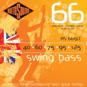 Rotosound RS665LC Swing Bass 66 Stainless Steel 5-String Bass Strings - Medium (40-125)