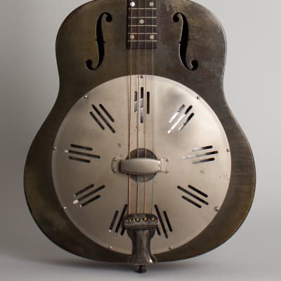 National  Triolian Resophonic Tenor Guitar (1929), black gig bag case. image 3