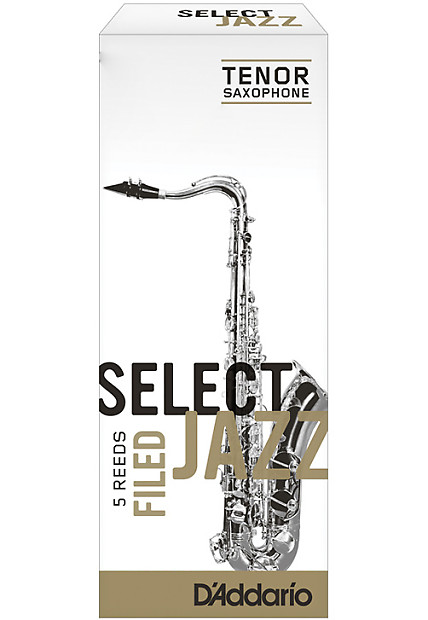 Rico Select Jazz Tenor Saxophone Reeds, Filed, Strength 2 Strength Medium, 5-pack image 1