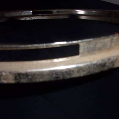 One Rare Drum 13" Very Rusty Chrome 6 Lug Hole Rims Hoops Bottom Snare Side image 4