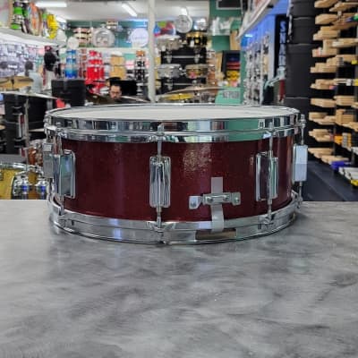 Used Maxwin 5.5x14" Snare Drum Red Sparkle image 3