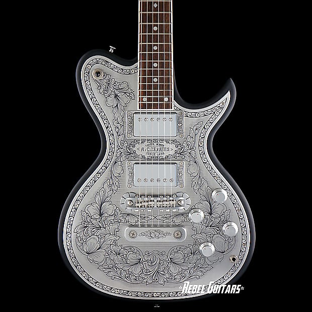 Zemaitis Guitars A24MF DC NAMM model Black with Metal top | Reverb