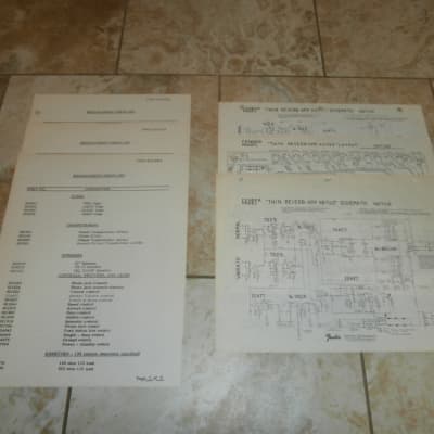 Vintage Early 1970's Fender Twin Reverb Replacement Parts List & Schematics! Original Case Candy!