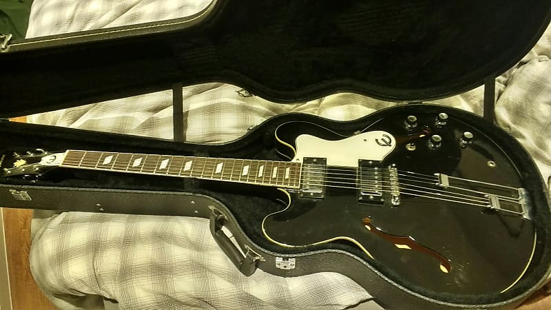 epiphone riviera  black ピアレス Vintage 1999 Epiphone Riviera Ebony Black Peerless Guitar