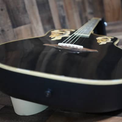 Galveston WOB-500BK Black Acoustic Electric Guitar Plastic Back | Needs Work | See Description | image 8
