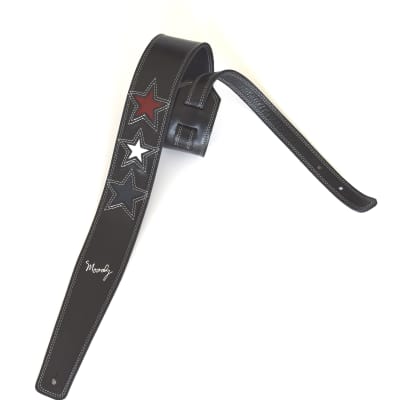 Moody Leather 2.5 Black/Black Leather with Three Star's-Red/White