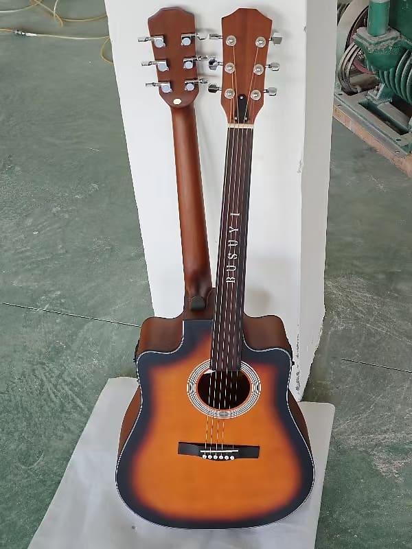 6 String Fretless Acoustic/ 6 String Acoustic Electric, Double Sided Busuyi Double Neck Guitar for Alternate tuning image 1