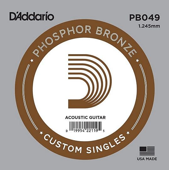 D'Addario PB049 Phosphor Bronze Wound Acoustic Guitar Single String, .049 image 1