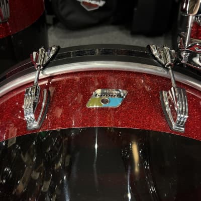 Ludwig 50th Anniversary Vistalite Pro Beat 24/16/13" Drum Set Kit in Red Sparkle/Smoke/Red Sparkle from NAMM image 6