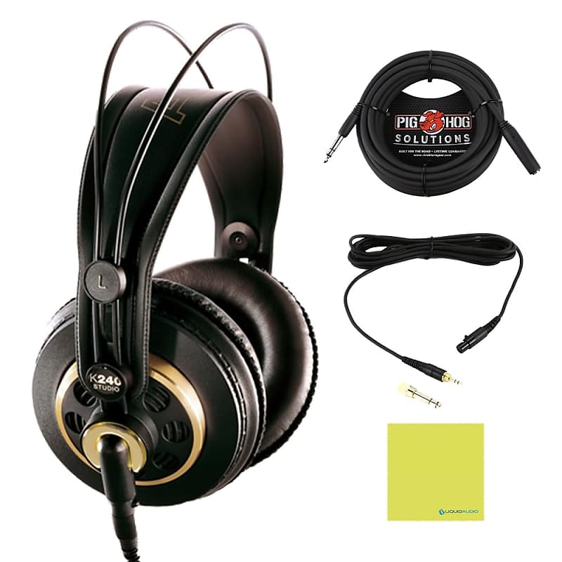 AKG K240 Studio Over Ear Semi Open Headphones Bundle with Pig | Reverb