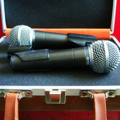 Two vintage American 1980's Shure SM58 Handheld Cardioid Dynamic Microphones Low Z w accessories image 5