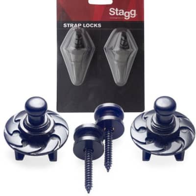 Stagg Model SSL1 BK Black Strap Locks for Guitar, Bass, Mandolin , Banjo , Etc. for sale