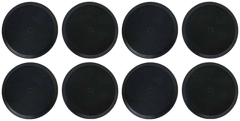 (8) Rockville HC85-16 Black 8&quot; 700 Watt In-Ceiling Home Theater Speakers 16 Ohm  			