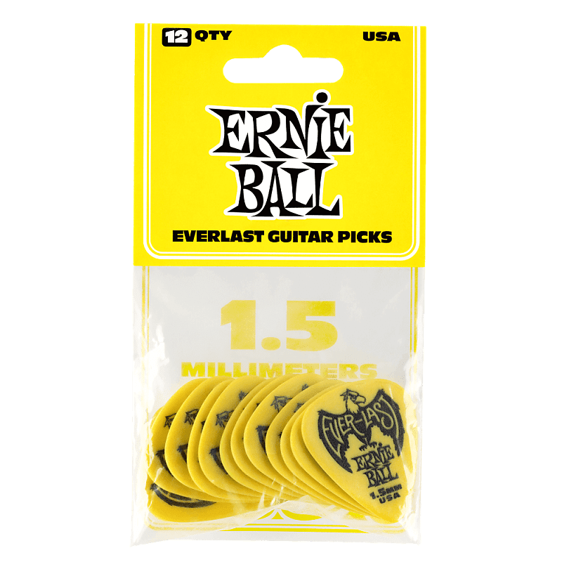 Ernie Ball Everlast 1.5mm Pick 12-Pack Yellow image 1