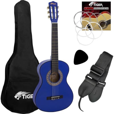 Tiger CLG5 Classical Guitar Starter Pack, 1/4 Size, Blue image 1