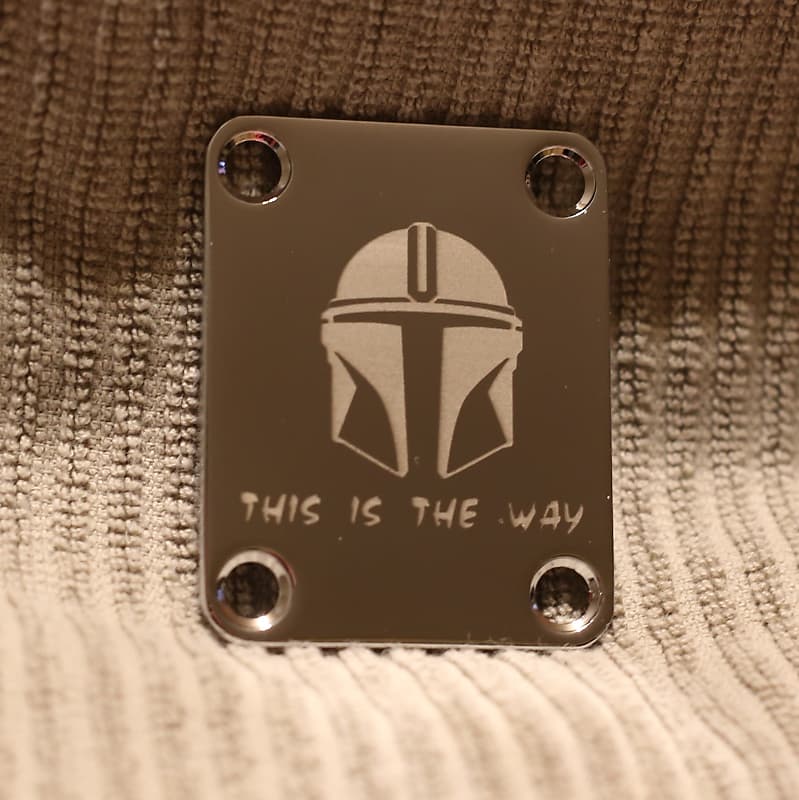 Custom Chrome Laser Etched "Mando Bounty Hunter" Neck Plate Reverb