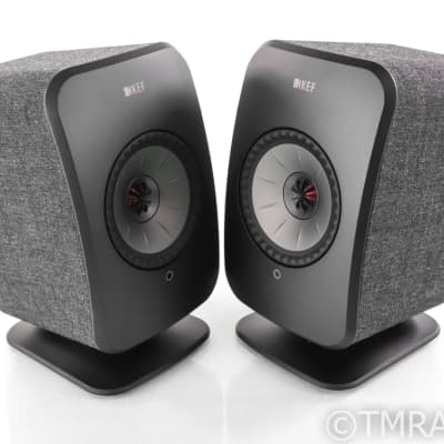 KEF LSX Wireless Streaming Speakers; Black Pair w/ Stands; Remote image 1