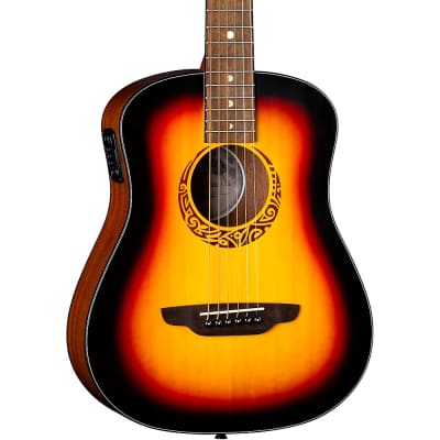 Luna Guitars Safari Tribal 3/4 Size Travel Acoustic/Electric Guitar Tobacco Sunburst image 1
