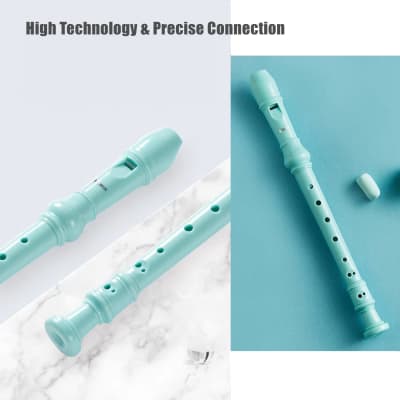 Soprano Recorder For Kids Beginners, German Style C Key 8 Holes Recorder Instrument Abs 3-Piece With Cleaning Kit & Fingering Chart, Blue image 6