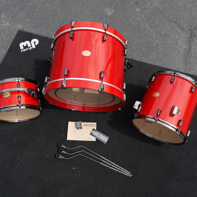 Noble & Cooley/USA /CD-Maple Series 3pc Shell Pack - Transparent Red High Gloss w/ Black Hardware | 12'', 14'', 20" image 15