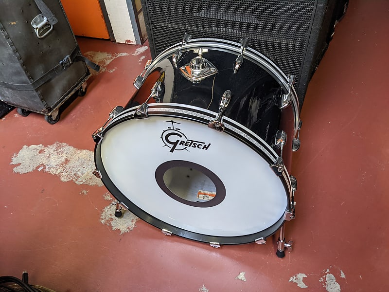 Hard To Find Classic 1970s Gretsch 14 x 24" Black Wrap Bass Drum - Looks Really Good - Sounds Great! image 1