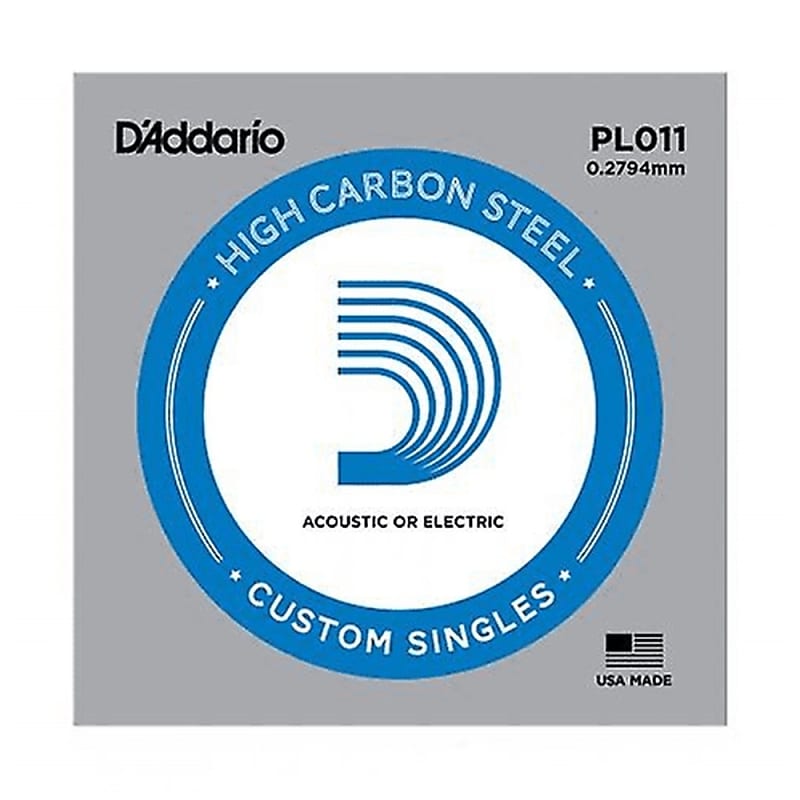 5 x D'Addario PL011 Single Plain Steel .011 Acoustic or Electric Guitar Strings image 1