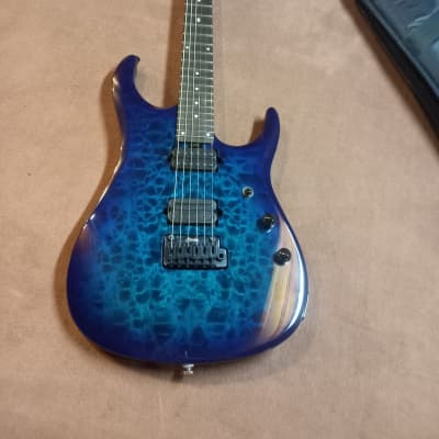 Guitare Sterling By Music Man John Petrucci JP 150 Dimarzio Quilted Maple Cerulean Paradise (bleu neptune lagon) en état neuf for sale