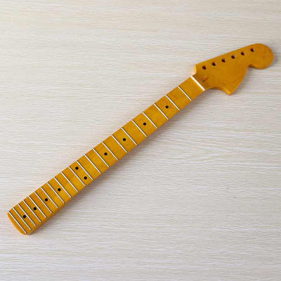 (Shipping From China, DHL 5-7 Days Delivery）ST Electric Guitar Neck 6 String 22 Pin Large Head Neck, Canadian Maple Shiny Yellow Handle image 7