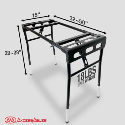 AxcessAbles KBS-BG Portable Folding Keyboard Stand Expandable 32" to 50"W 15"D Adjustable Height from 29" to 39" w/ Carrying Case for Transport and Storage image 2