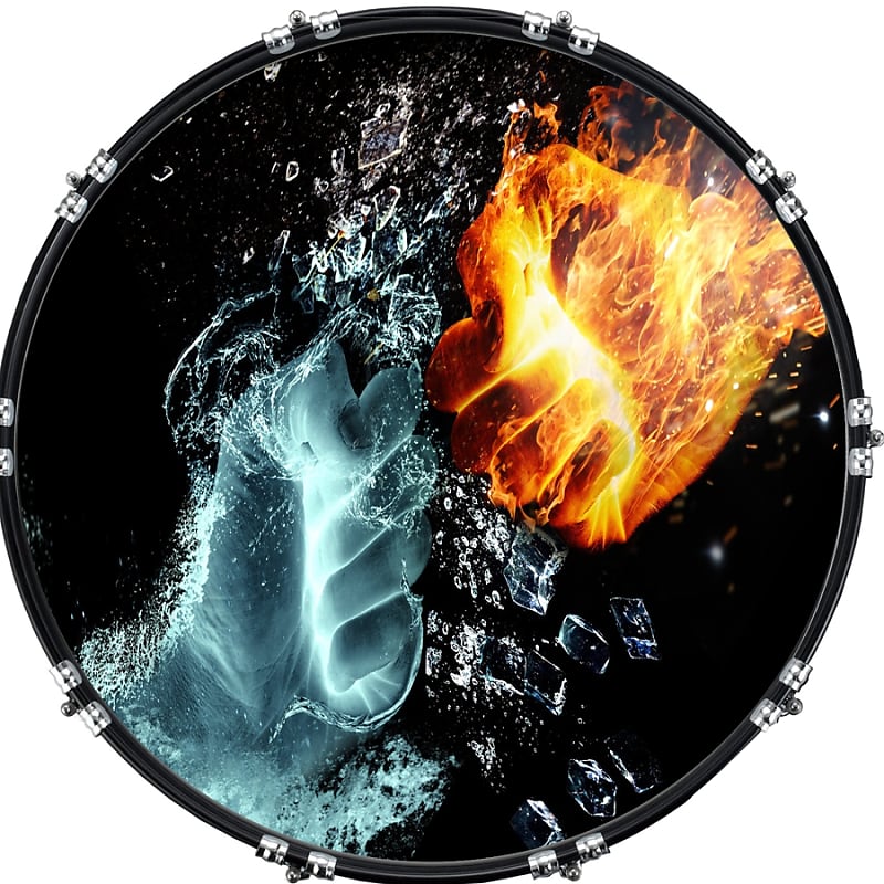 Custom Graphical 22 Kick Bass Drum Head Skin -Fire And Ice