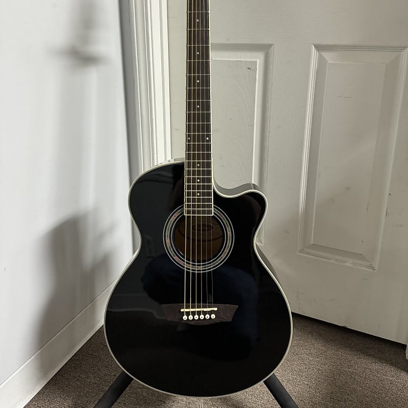 Washburn EA12B Mini Jumbo Acoustic-Electric Guitar - Black - Used image 1