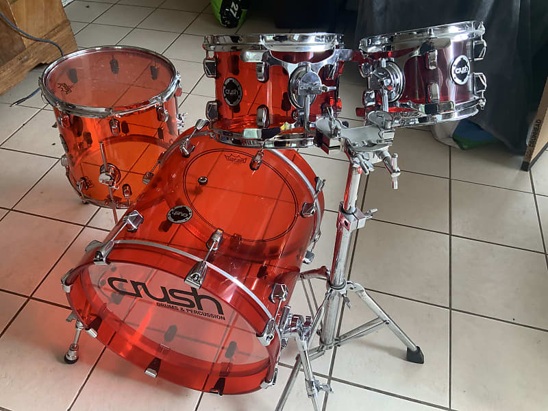 Crush 18 8 10 13 2015 Red Acrylic beebop drum shell kit image 1