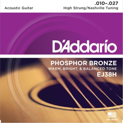 D'Addario EJ38H Acoustic Guitar Strings, High Strung/Nashville Tuning, 10-27 image 1