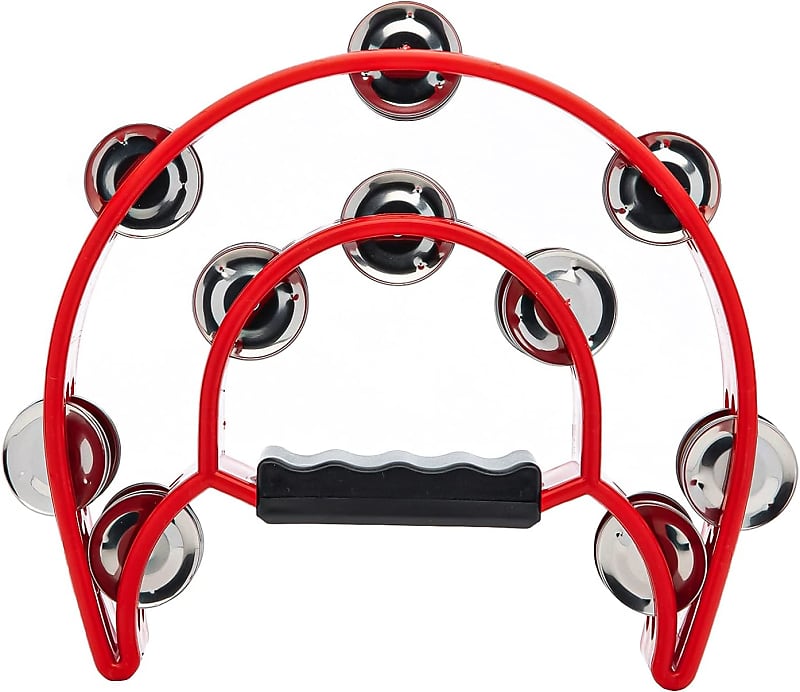 Zenison Double Row Tambourine with Metal Jingles Hand Reverb