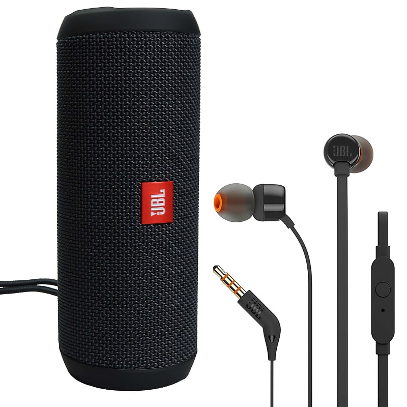 JBL Flip Essential Bluetooth Speaker (Black) + JBL T110 in Ear Headphones  Black