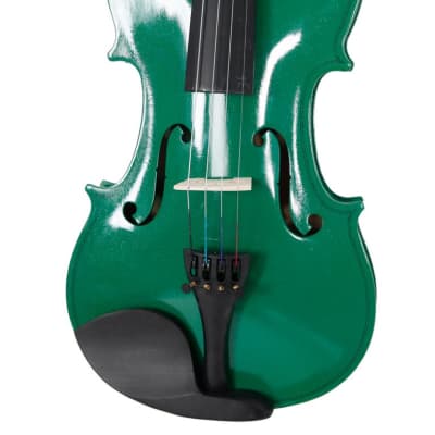 OEM Violin for Kids, New 4/4 Acoustic Violin for Boys and Girls, Solid Wood Violin with Case and Bow, Black Violin Outfit Set for Beginners - Green 2023 - Wood image 5