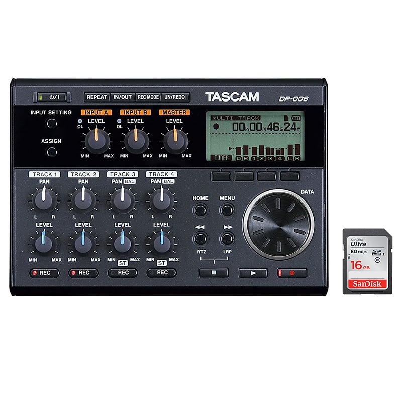 Tascam DP-006 6-Track Digital Pocketstudio Bundle with 16GB Ultra Memory Card image 1