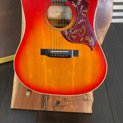 Vintage 1970's Hamox Deluxe W200 Square Shoulder Acoustic - Cherry Sunburst - Made In Japan - Gibson Copy image 2