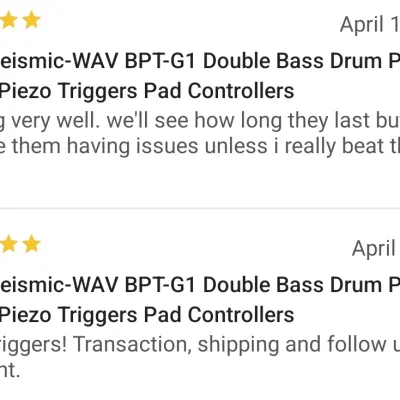 2pcs Seismic-WAV BPT-G1 Double Bass Drum Pedal 27mm Piezo Triggers Pad Controllers image 2