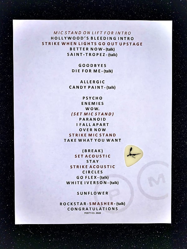 Post Malone Setlist & Guitar Pick Reverb