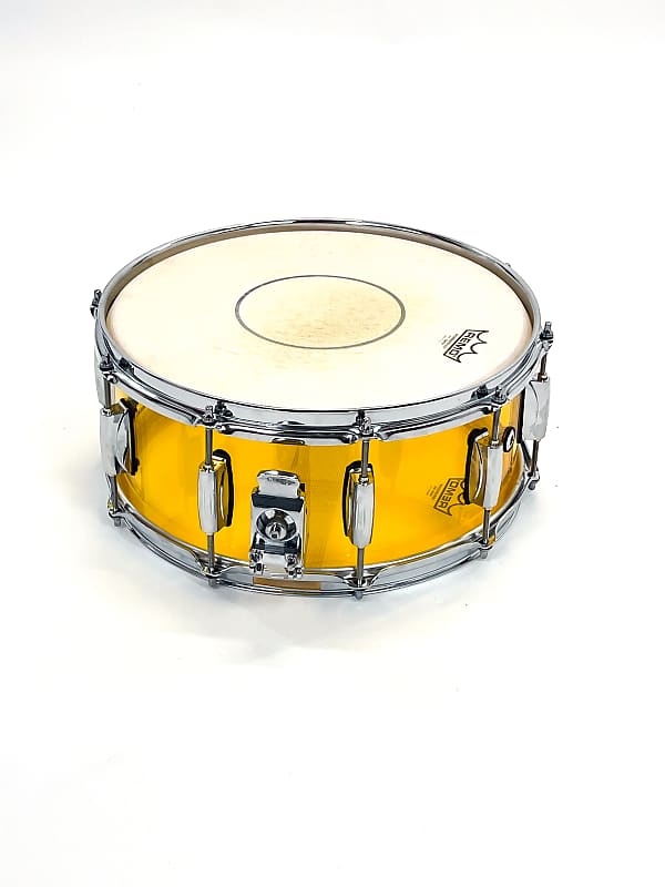 RL Drums Acrylic 14x6 Snare Drum with Mag throw off Amber Reverb
