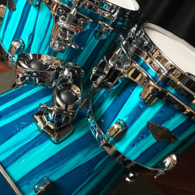 Tama drums sets Starclassic Performer MBS42SSKA Sky Blue Aurora 4pc Maple / Birch kit image 4