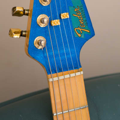 1982 Fender USA The Strat Sapphire Blue sparkle gold hardware maple neck Dan Smith era guitar image 6