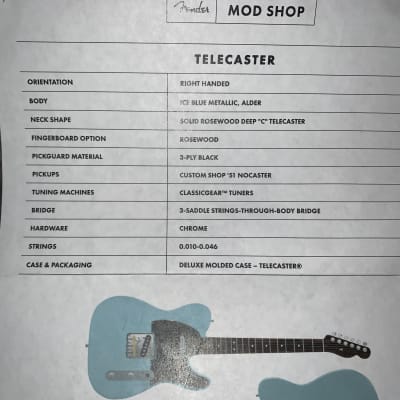 2022 Fender Mod Shop   Telecaster with Rosewood neck electric guitar made in the usa ohsc image 15
