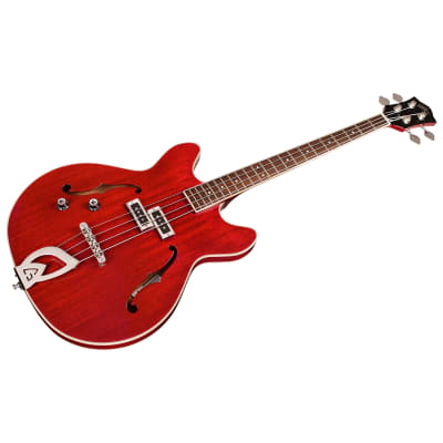 Guild Starfire I Semi-Hollow Left Handed 4-String Bass, Rosewood, Cherry Red image 3
