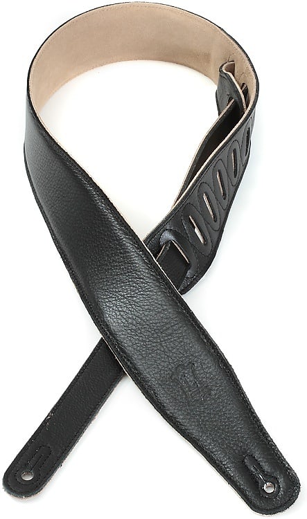 Levy's M26 2.5" Garment Leather w/Suede Back Guitar Strap - Black image 1